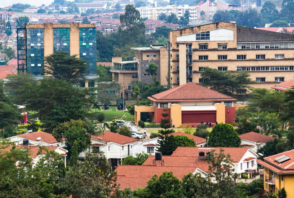 Red-roofed homes and apartments in Kilimani