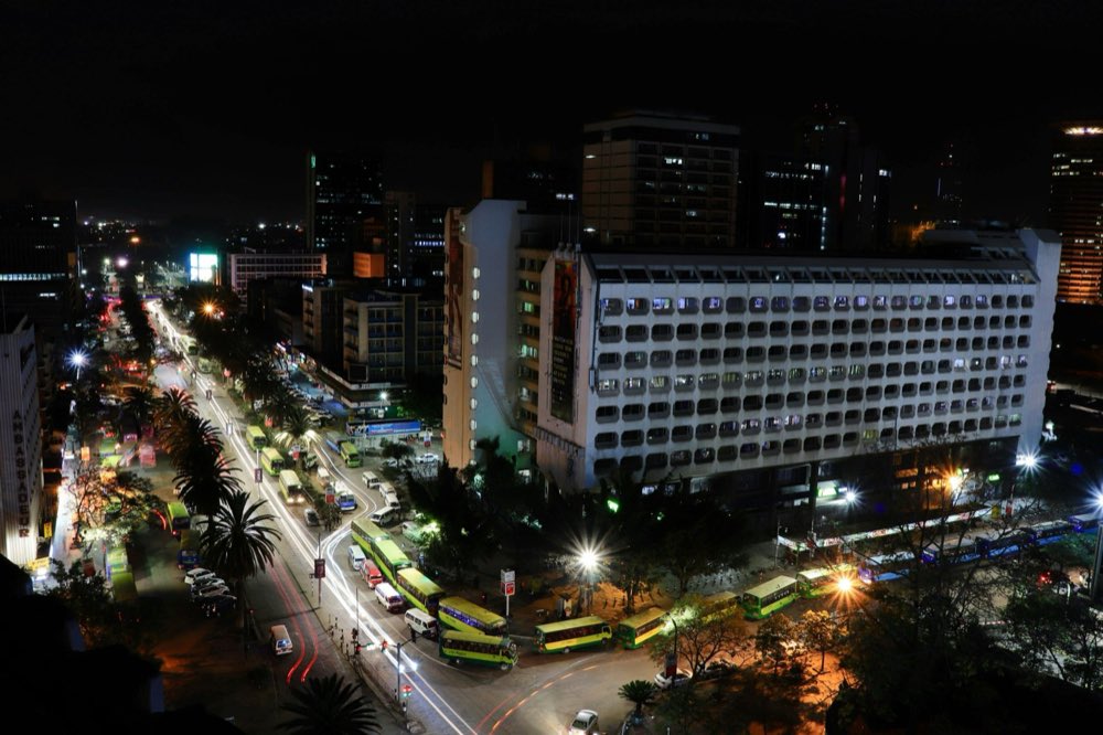 Nairobi city centre at night