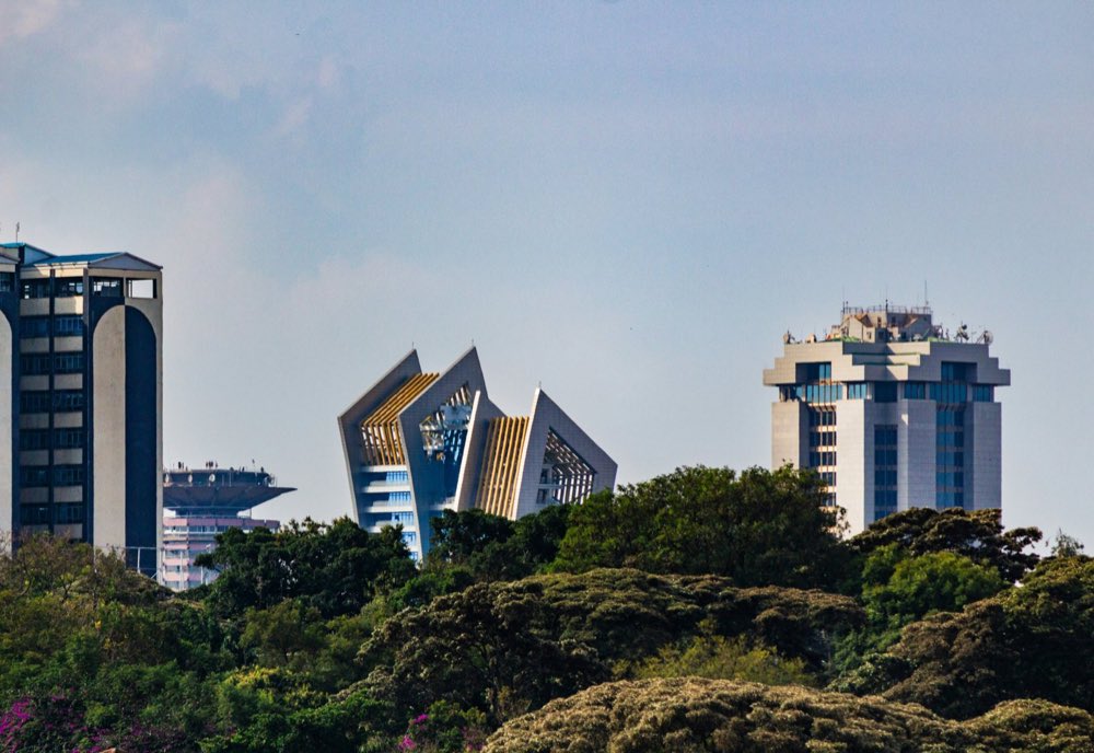 Office towers above the trees in Nairobi